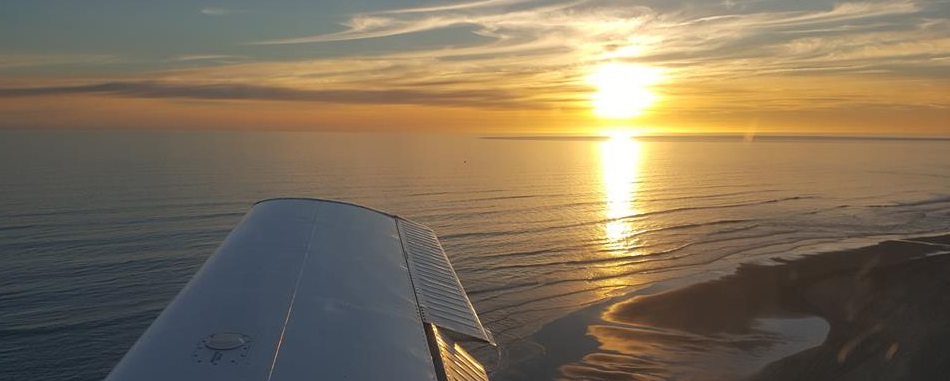 Sunset over beach crop